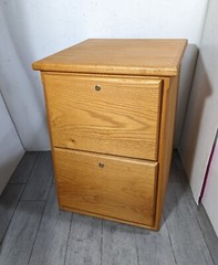 Vintage Heavy Duty Industrial Mission Oak Wood File Cabinet 2-Drawer T32A