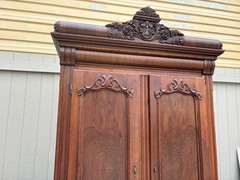 67752 Victorian Mahogany Wardrobe with Ornate Carvings and Drawers