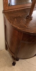 Antique Oak Curved Glass Curio Buffet