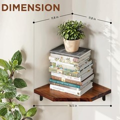 Demigo Corner Shelf Wall Mount, Set of 2 Solid 11.8 x 16.5 inches, Brown