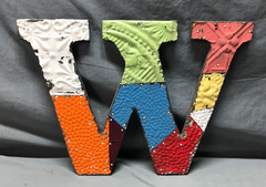 Decorative Salvaged Tin Ceiling 12″ Patchwork Mix Color Letter W Metal 1662-25B