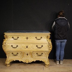Italian chest of drawers furniture commode lacquered gold wood marble top 900