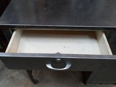 1800’s Steel Medical Desk with Top Draw &n Side Tray Shelves on Wheels GA9360