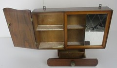 Double Apothecary Bathroom Medicine Kitchen Cabinet Wood Sliding Doors Art Deco