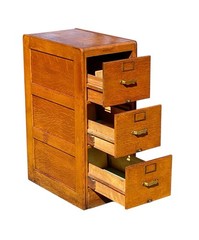 Antique Arts & Crafts Tiger Oak Three Drawer Office File Cabinet