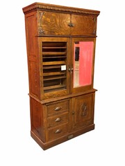 Antique Oak Physicians Medical / Dental Cabinet By W. D. Allison Co.