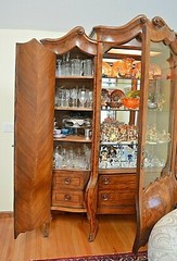 Antique Italian Inlaid Burlwood center hall Palace size massive Display Cabinet