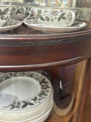 Antique Paine Furniture Elegant China Display Cabinet With Brass Accents