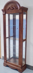 Pulaski Mirrored Wood & Glass Curio Cabinet w/ 4 Shelves, Lights & 2 Side Doors