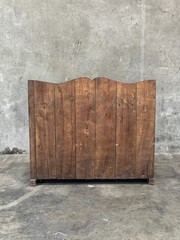 Antique Primitive Hardwood Cupboard, Scalloped Gallery, Hand-Forged Iron 19th C.