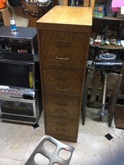 Rare Antique Macey Tiger Oak Metal Four Drawers File Cabinet Metal Body !