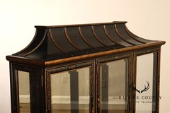 Chinoiserie Hand Painted Lighted China Display Cabinet