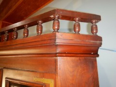 Victorian Walnut Corner Cupboard Beveled Glass Doors Gallery Top Ornate Brass