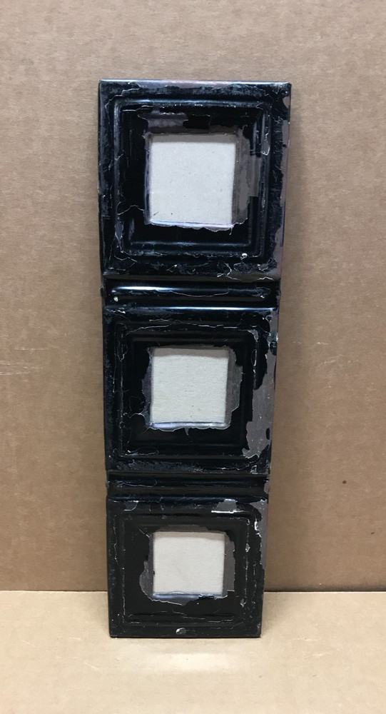 VTG 5×17 Multi Triple Black 3″ Photo Tin Ceiling Metal Picture Frame Old 643-26B