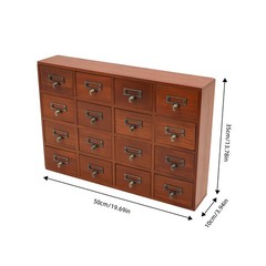 Vintage 16 Drawers Tabletop Library Card Catalog Cabinet Apothecary Storage Box