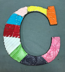 Decorative Salvaged Tin Ceiling 17″ Patchwork Mix Color Letter C Metal 217-25B