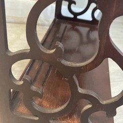 Antique Edwardian Mahogany Carved Fretwork Wall Plate Shelf Rack Display Grooves