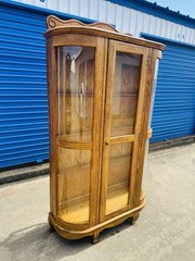 Beautiful Sears Roebuck ArtS & Crafts Oak Curved Glass Display Cabinet W/Lights