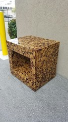 STUNNING CARLO PESSINA SUSTAINABLE CRACKLED YELLOW SEA PENSHELL CABINET