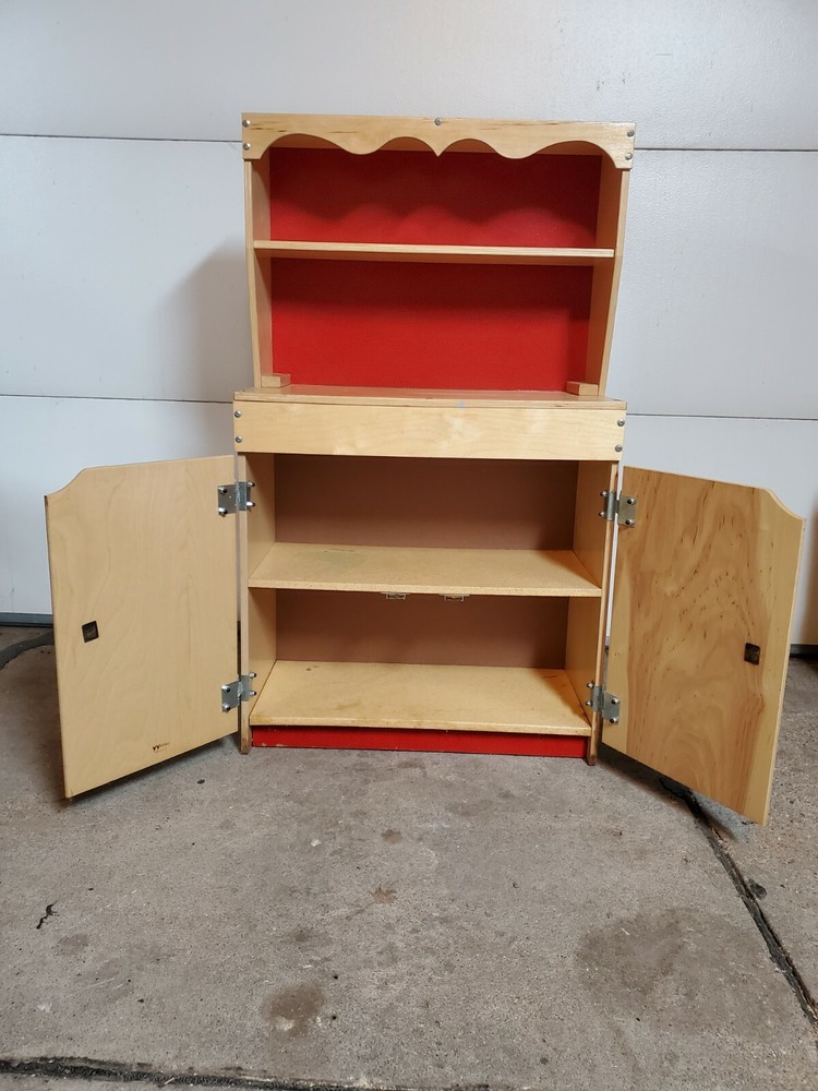 Antique Vintage Childrens Play Kitchen China Cupboard Hutch