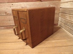 Vintage YAWMAN Wood File Cabinet Desktop Document Organizer Storage Chest, Mail