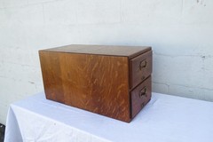 Early 1900s Oak Tabletop Two Drawer Table Top Large Wooden Card File 6128