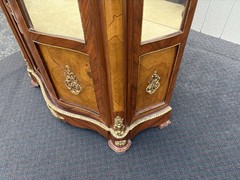 67340 Louis XV Inlaid Curio Cabinet with Bronze Ormalu