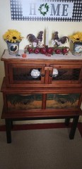 Beautiful Rooster Cabinet, the size is 11 bottom 10 middle 91/2 top and 38 high