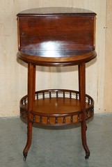ANTIQUE VICTORIAN 1880 MAHOGANY CUT GLASS CRYSTAL SPINNING DRINKS CABINET TABLE