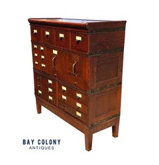 ANTIQUE ARTS & CRAFTS TIGER OAK STACKING FILE CABINET – INDEX & DOCUMENT DRAWERS