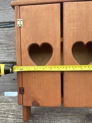 Vintage Wood Wall Mount Cabinet with Heart Cut Outs On Doors Country Farm 🔥