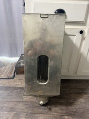Antique Hoosier Cabinet Metal Flour Bin Sifter Crank Glass Window Vtg Patina