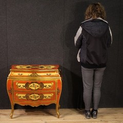 Lacquered commode painted dresser antique Tuscan style chest drawers 20th cent