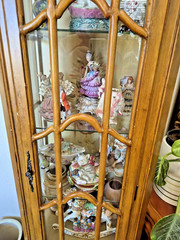 Large 77″ Hand Painted Maple? Wood Glass Display Cabinet Case 3 Shelf Ornate HTF