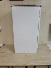 Vintage 1950s White Metal Kitchen Cabinet w/ Formica Top Mid-Century