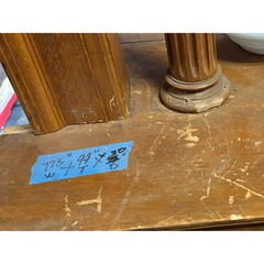 Massive Antique Oak Built-In Cabinet with Leaded Glass Doors