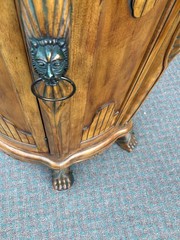 67755 Demilune Wine Cabinet with Faux Stone Top and Carved Details