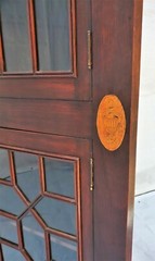 Antique Mahogany Full Display Inlaid Corner China Cabinet Curio LA Area