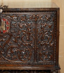 LOVELY ORNATELY CARVED 18TH CENTURY SPANISH CABINET ON STAND WITH HIDDEN STORAGE