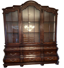 Henredon Four Centuries Louis XV Breakfront China Cabinet Hutch Burlwood Bombe