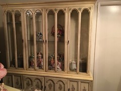 Italian Vintage Curio Hutch china Display French Rococo Barque Handpainted