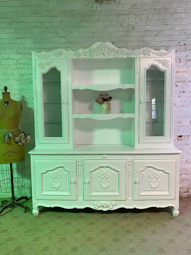 Painted Cottage Shabby Chic French Provincial China Cabinet