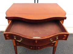 Antique Hepplewhite Style Mahogany Bow Front Short Sideboard Storage Cabinet