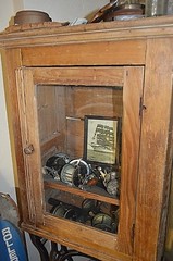 ANTIQUE PRIMITIVE HAND MADE WOOD & GLASS DISPLAY CABINET