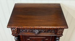 Antique French Jam Cabinet Cupboard Pedestal Barley Twist Drawer Oak Pheasant