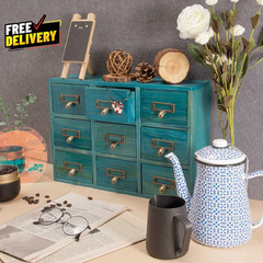 9 Drawers Library Card Catalog Cabinet with Labels Apothecary Cabinet Tabletop..