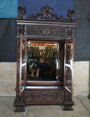 Important Pair Antique R.J. Horner Renaissance Revival Mahogany Bookcase Cabinet