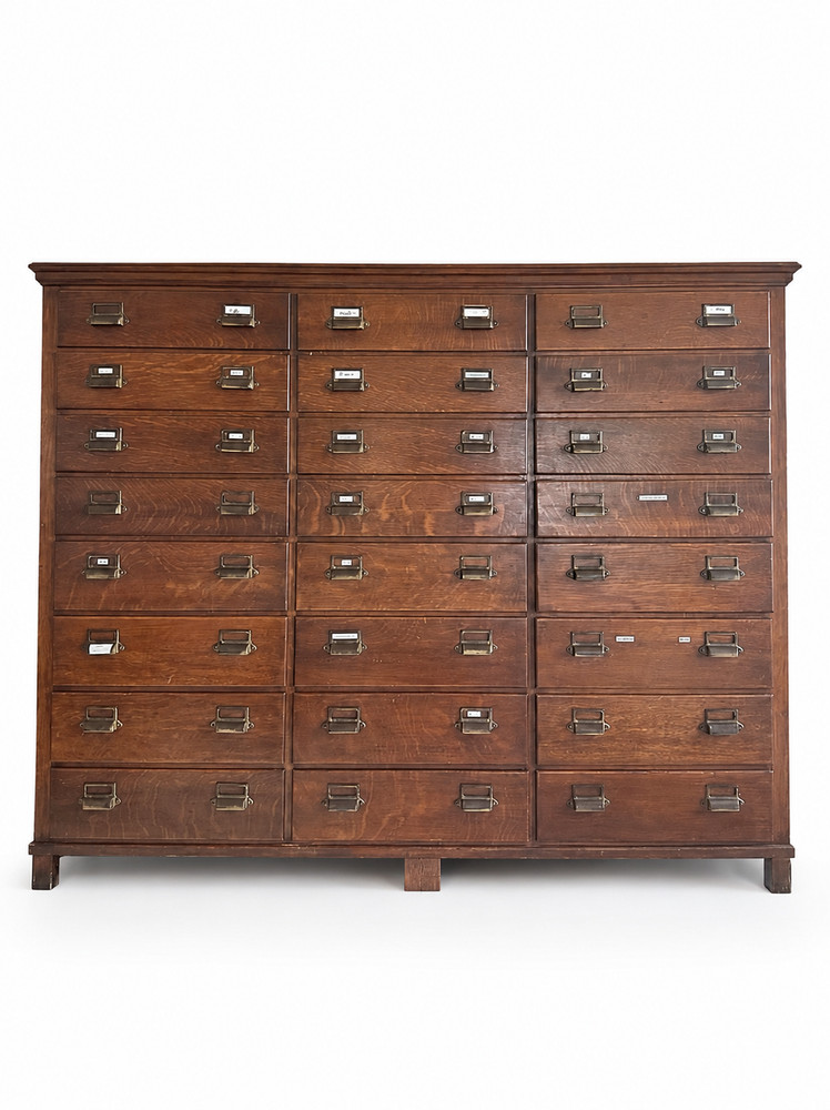 Antique Belgian Apothecary Cabinet Multi Drawer Wood Storage Chest Library File