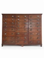 Antique Belgian Apothecary Cabinet Multi Drawer Wood Storage Chest Library File
