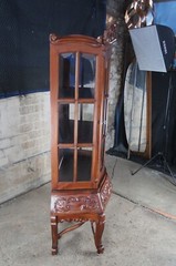 Victorian Revival French Rococo Style Mahogany Display Cabinet Vitrine Curio 74″